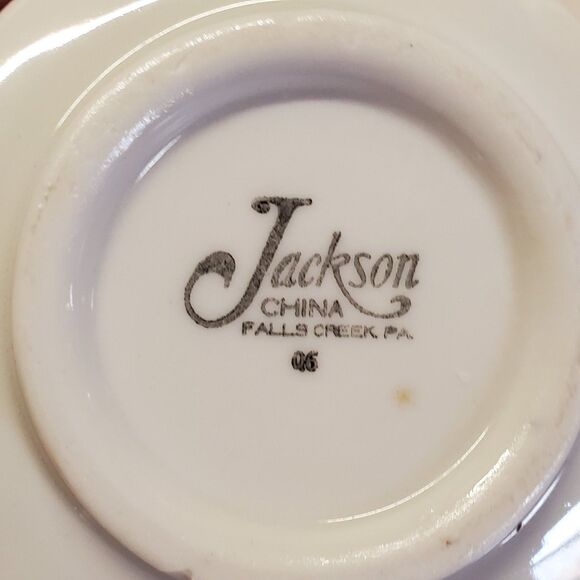 Vintage Jackson China 6oz Coffee Mug Green Floral on White - Picture 3 of 3